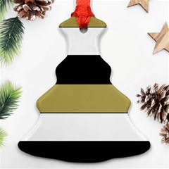 Black Brown Gold White Horizontal Stripes Elegant 8000 Sv Festive Stripe Ornament (christmas Tree)