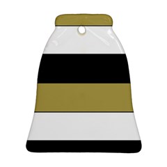 Black Brown Gold White Horizontal Stripes Elegant 8000 Sv Festive Stripe Bell Ornament (2 Sides) by yoursparklingshop