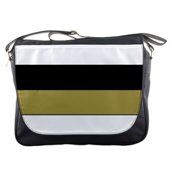 Black Brown Gold White Horizontal Stripes Elegant 8000 Sv Festive Stripe Messenger Bags by yoursparklingshop