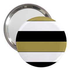 Black Brown Gold White Horizontal Stripes Elegant 8000 Sv Festive Stripe 3  Handbag Mirrors by yoursparklingshop