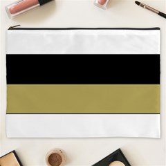 Black Brown Gold White Horizontal Stripes Elegant 8000 Sv Festive Stripe Cosmetic Bag (xxxl)  by yoursparklingshop