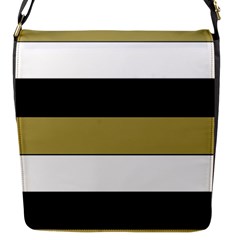 Black Brown Gold White Horizontal Stripes Elegant 8000 Sv Festive Stripe Flap Messenger Bag (s) by yoursparklingshop