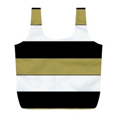 Black Brown Gold White Horizontal Stripes Elegant 8000 Sv Festive Stripe Full Print Recycle Bags (l) 