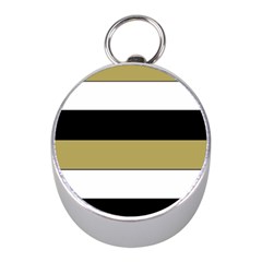 Black Brown Gold White Horizontal Stripes Elegant 8000 Sv Festive Stripe Mini Silver Compasses by yoursparklingshop