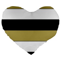 Black Brown Gold White Horizontal Stripes Elegant 8000 Sv Festive Stripe Large 19  Premium Flano Heart Shape Cushions by yoursparklingshop