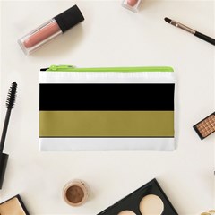 Black Brown Gold White Horizontal Stripes Elegant 8000 Sv Festive Stripe Cosmetic Bag (xs) by yoursparklingshop