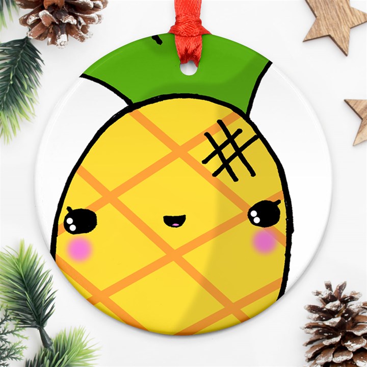 Kawaii Pineapple Ornament (Round) 