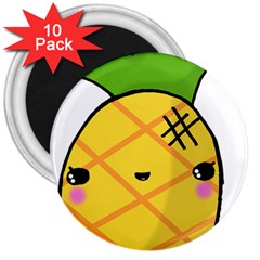 Kawaii Pineapple 3  Magnets (10 Pack)  by CuteKawaii1982