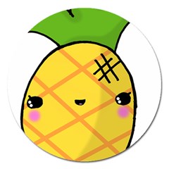 Kawaii Pineapple Magnet 5  (round) by CuteKawaii1982