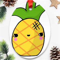 Kawaii Pineapple Oval Ornament (two Sides)