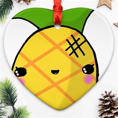 Kawaii Pineapple Heart Ornament (2 Sides) by CuteKawaii1982