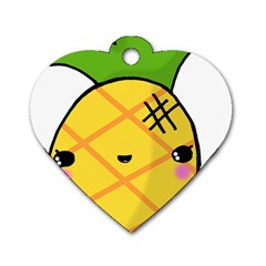 Kawaii Pineapple Dog Tag Heart (two Sides)