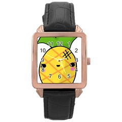 Kawaii Pineapple Rose Gold Leather Watch 