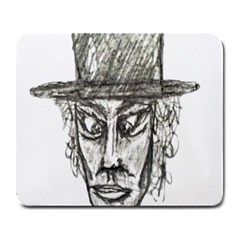 Man With Hat Head Pencil Drawing Illustration Large Mousepads by dflcprints