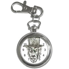 Man With Hat Head Pencil Drawing Illustration Key Chain Watches