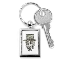 Man With Hat Head Pencil Drawing Illustration Key Chains (rectangle) 