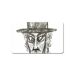 Man With Hat Head Pencil Drawing Illustration Magnet (name Card)