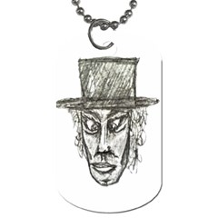 Man With Hat Head Pencil Drawing Illustration Dog Tag (one Side)