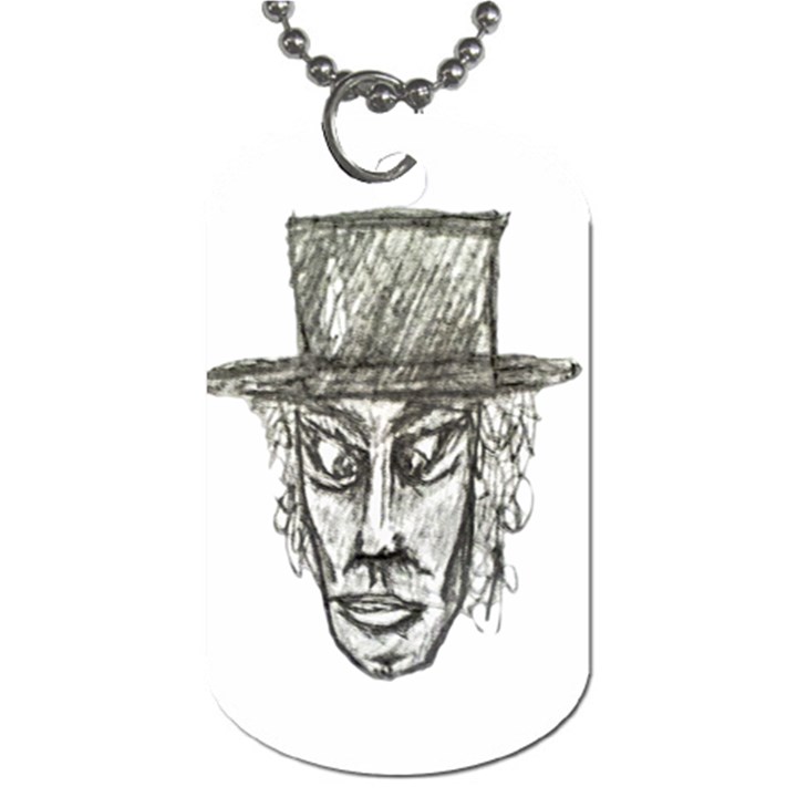 Man With Hat Head Pencil Drawing Illustration Dog Tag (Two Sides)