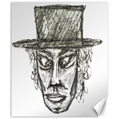 Man With Hat Head Pencil Drawing Illustration Canvas 8  X 10 