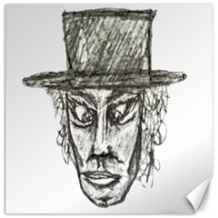 Man With Hat Head Pencil Drawing Illustration Canvas 12  X 12  