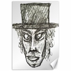 Man With Hat Head Pencil Drawing Illustration Canvas 12  X 18  