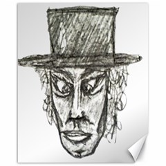 Man With Hat Head Pencil Drawing Illustration Canvas 16  X 20  