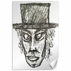 Man With Hat Head Pencil Drawing Illustration Canvas 24  X 36 