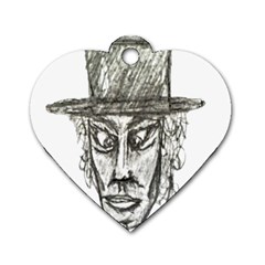 Man With Hat Head Pencil Drawing Illustration Dog Tag Heart (two Sides)