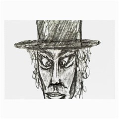 Man With Hat Head Pencil Drawing Illustration Large Glasses Cloth (2-side)