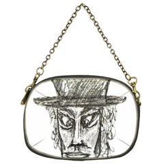 Man With Hat Head Pencil Drawing Illustration Chain Purses (one Side) 