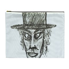 Man With Hat Head Pencil Drawing Illustration Cosmetic Bag (xl) by dflcprints