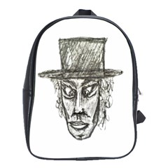 Man With Hat Head Pencil Drawing Illustration School Bags(large) 