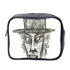 Man With Hat Head Pencil Drawing Illustration Mini Toiletries Bag 2-side by dflcprints