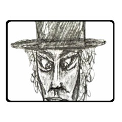 Man With Hat Head Pencil Drawing Illustration Fleece Blanket (small) by dflcprints