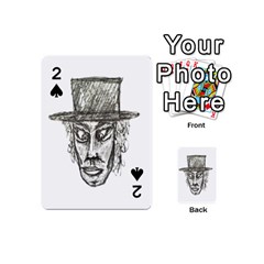 Man With Hat Head Pencil Drawing Illustration Playing Cards 54 (mini) 