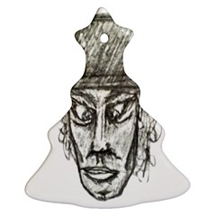 Man With Hat Head Pencil Drawing Illustration Ornament (christmas Tree)