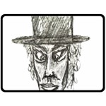 Man With Hat Head Pencil Drawing Illustration Double Sided Fleece Blanket (Large)  80 x60  Blanket Back