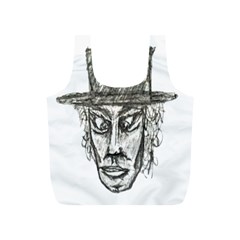 Man With Hat Head Pencil Drawing Illustration Full Print Recycle Bags (s)  by dflcprints