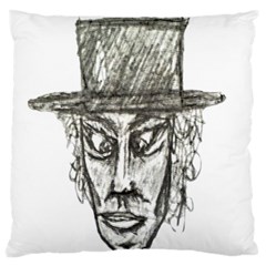 Man With Hat Head Pencil Drawing Illustration Standard Flano Cushion Case (one Side)