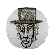 Man With Hat Head Pencil Drawing Illustration Standard 15  Premium Flano Round Cushions