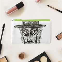 Man With Hat Head Pencil Drawing Illustration Cosmetic Bag (xs)