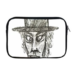 Man With Hat Head Pencil Drawing Illustration Apple Macbook Pro 17  Zipper Case