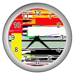 Lines and squares  Wall Clocks (Silver) 