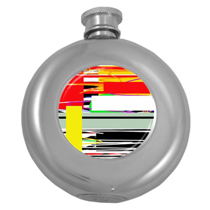 Lines and squares  Round Hip Flask (5 oz)