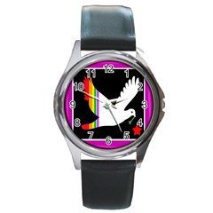 Bird Round Metal Watch