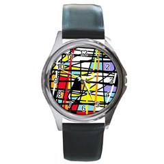 Casual Abstraction Round Metal Watch