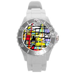 Casual Abstraction Round Plastic Sport Watch (l)