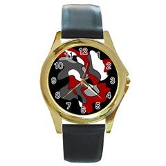 Creative Spot - Red Round Gold Metal Watch