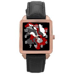 Creative Spot - Red Rose Gold Leather Watch  by Valentinaart